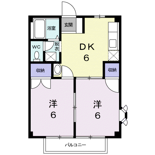SUNNYコアA(2DK/2階)の間取り写真
