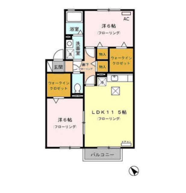 セゾン桜(2LDK/1階)の間取り写真
