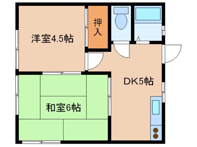 みなみハイツ(2DK/1階)の間取り写真
