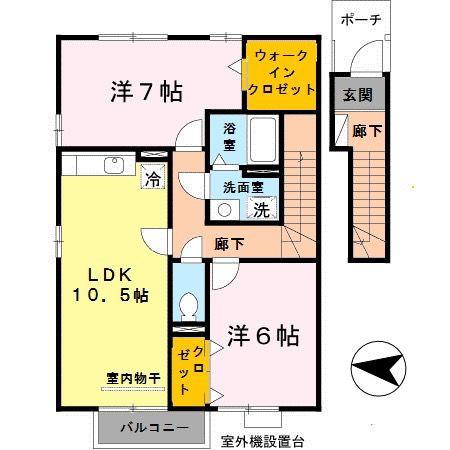 ルリール学園南館(2LDK/2階)の間取り写真