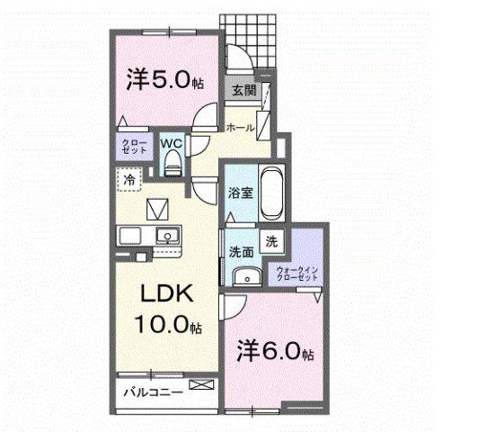 ハイツ大和(2LDK/1階)の間取り写真