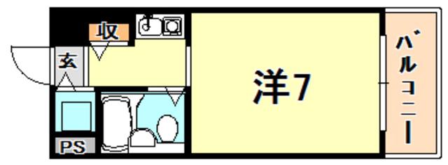 ハーバーヒル大倉山(1K/7階)の間取り写真