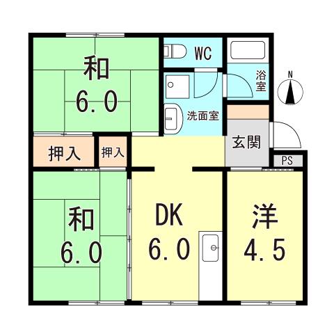 清水が丘コーポラス(3DK/5階)の間取り写真