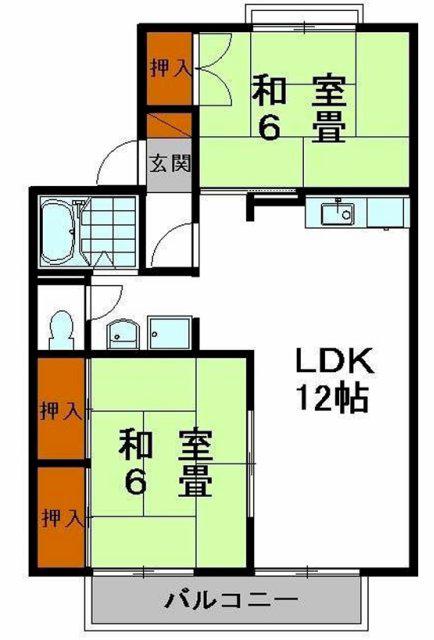 ハートフル夢前II(2LDK/2階)の間取り写真