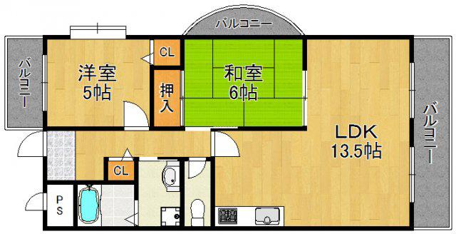 マンションあぜりあ(2LDK/2階)の間取り写真
