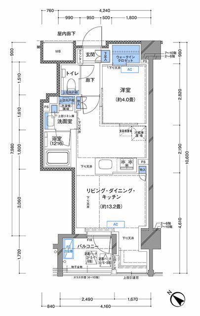 ラティエラ横濱大通公園(1LDK/8階)の間取り写真