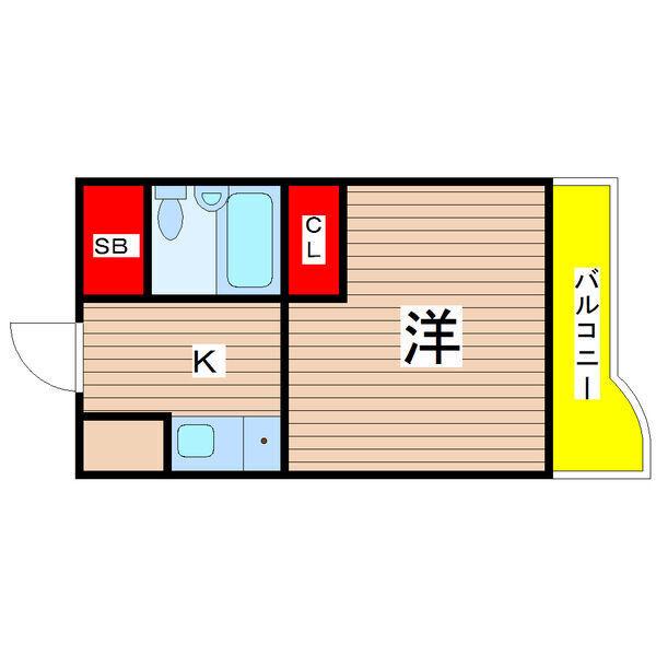 ライオンズマンションレディス汐路(1K/3階)の間取り写真