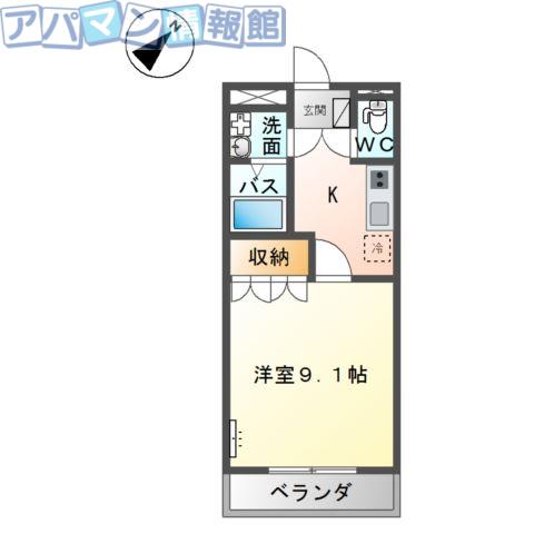 プリオール(1K/2階)の間取り写真
