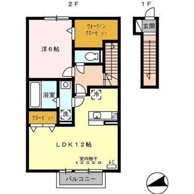 リジェール(1LDK/2階)の間取り写真