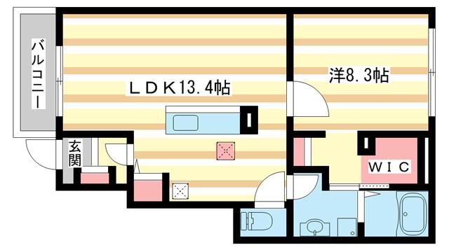 マリオ今国府町B(1LDK/1階)の間取り写真