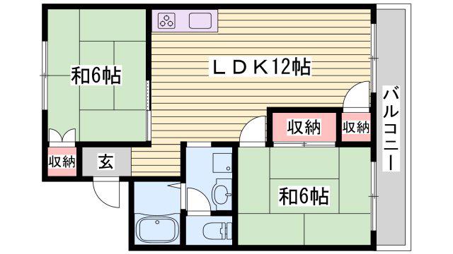 VILLA高嶋(2LDK/2階)の間取り写真