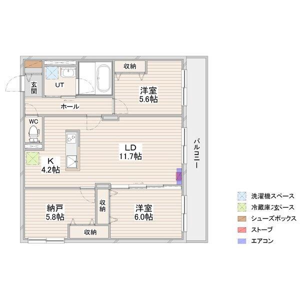 CRESCENDO苗穂駅前(3LDK/3階)の間取り写真
