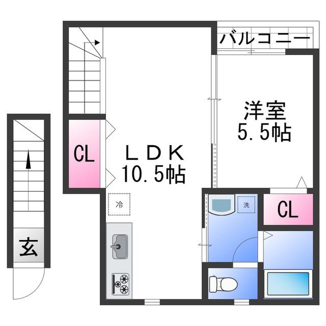TJ井田(1LDK/2階)の間取り写真