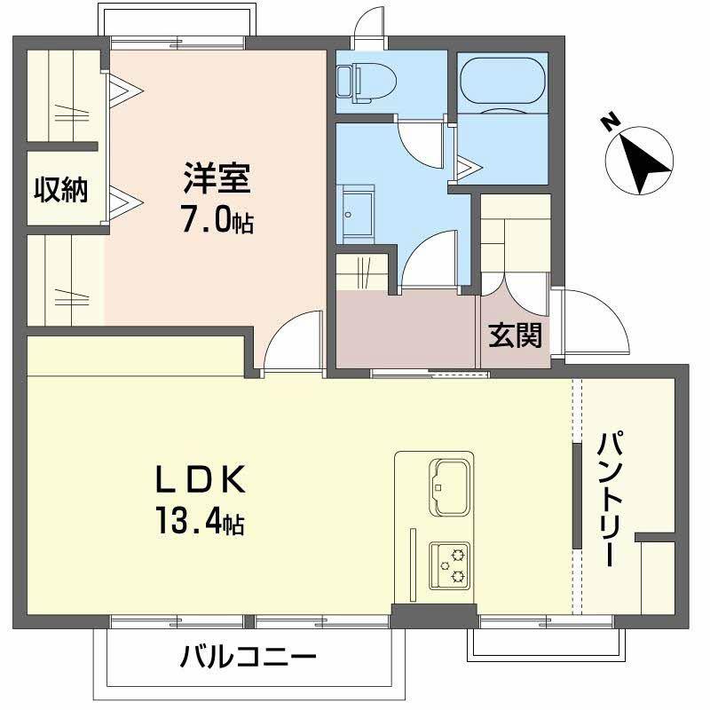 サンファミリアB棟(1LDK/2階)の間取り写真