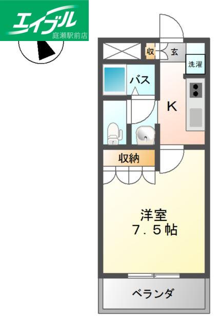 クレディール(1K/1階)の間取り写真