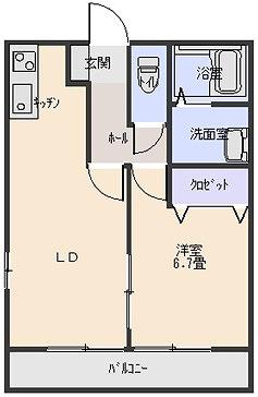 紫塚ハイム(1LDK/1階)の間取り写真