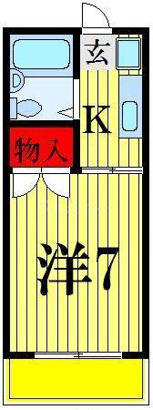 ヴィラ中山 A棟(1K/2階)の間取り写真