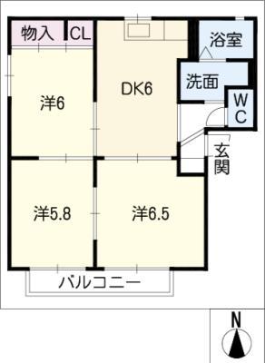 フレグランスIII(3DK/2階)の間取り写真