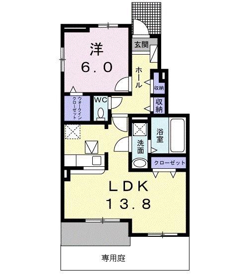 エレーナII(1LDK/1階)の間取り写真