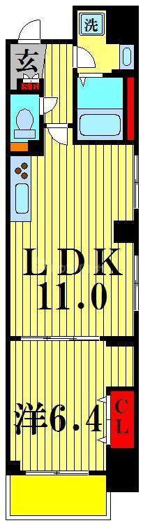 グリシーヌ(1LDK/8階)の間取り写真