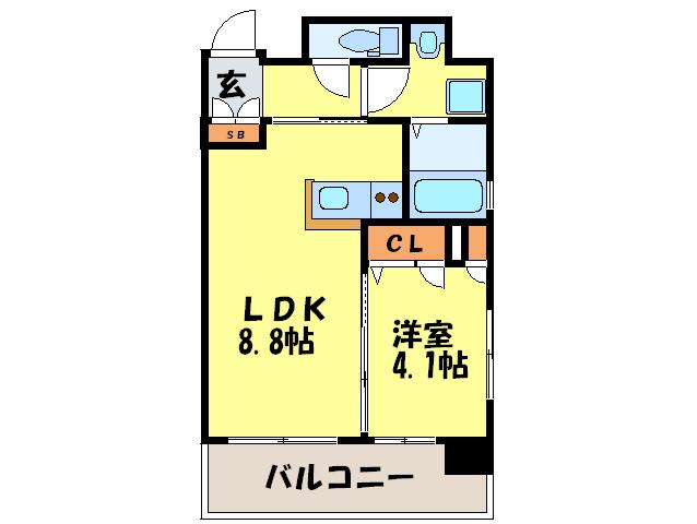 エフ・パルク高宮(1LDK/11階)の間取り写真