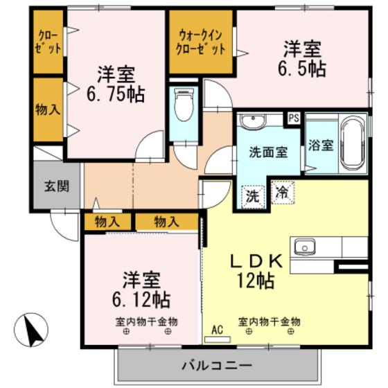 クオーレA棟(3LDK/2階)の間取り写真
