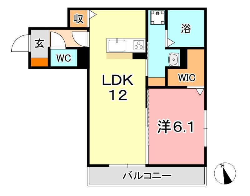 ブルーミア(1LDK/3階)の間取り写真