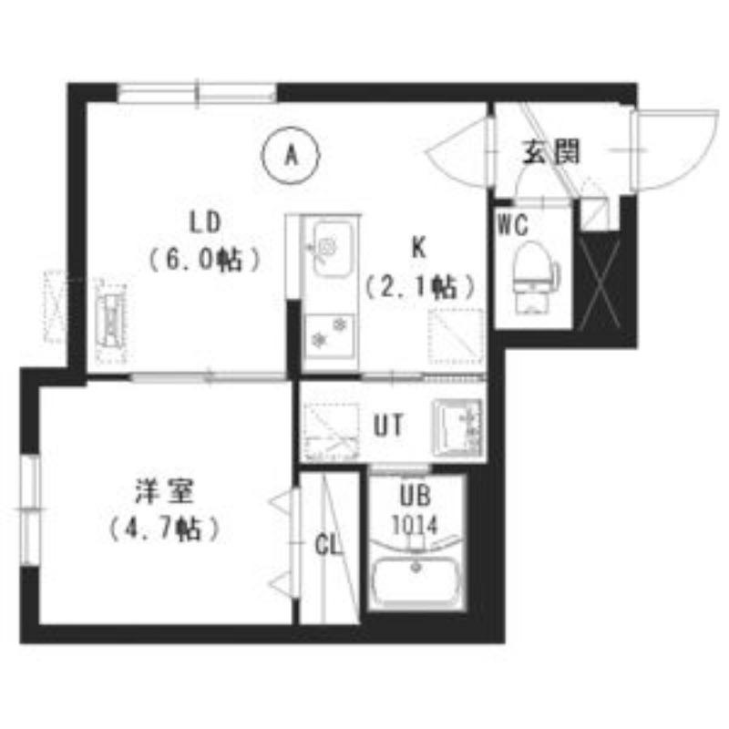 平岸3-5(1LDK/4階)の間取り写真