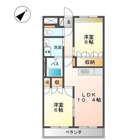 JR山陽本線 西阿知駅 徒歩11分 2階建 築22年(2LDK/1階)の間取り写真