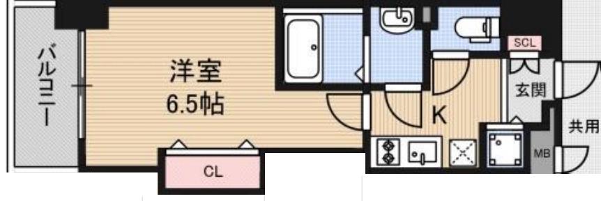 LUXE難波西I(1K/4階)の間取り写真