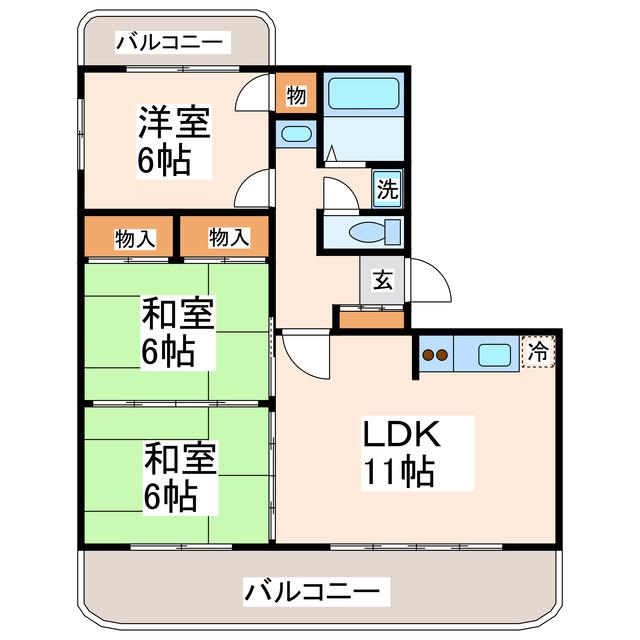 ラフィーネハイツコガ(3LDK/1階)の間取り写真