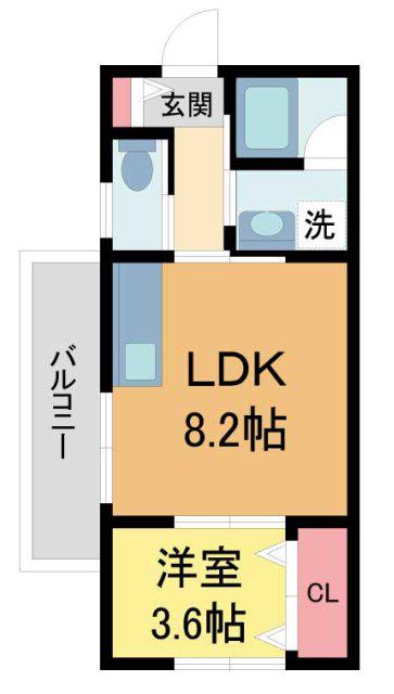 カサ苦楽園(1LDK/1階)の間取り写真