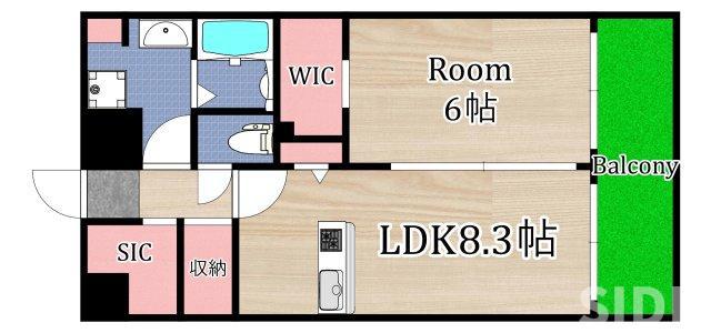 京橋パンション(1LDK/2階)の間取り写真
