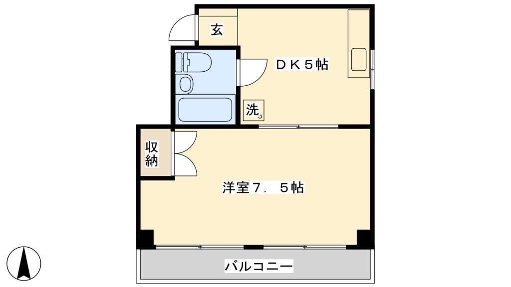 BLDG福島(1DK/3階)の間取り写真
