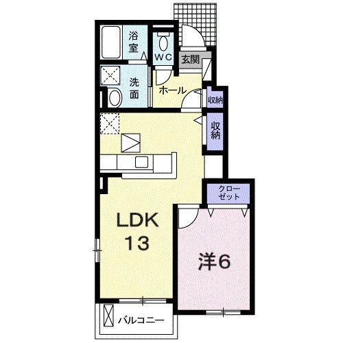 プランセスII(1LDK/1階)の間取り写真