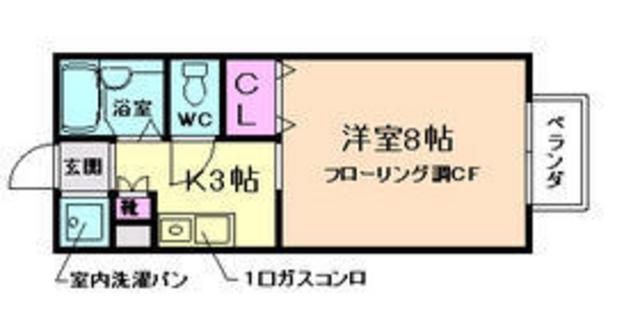 シャンテコート瀬川(1K/1階)の間取り写真