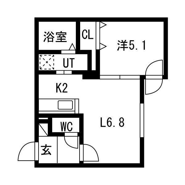 GRAN MOON(1LDK/2階)の間取り写真