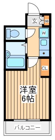 クレール三輪(1K/3階)の間取り写真