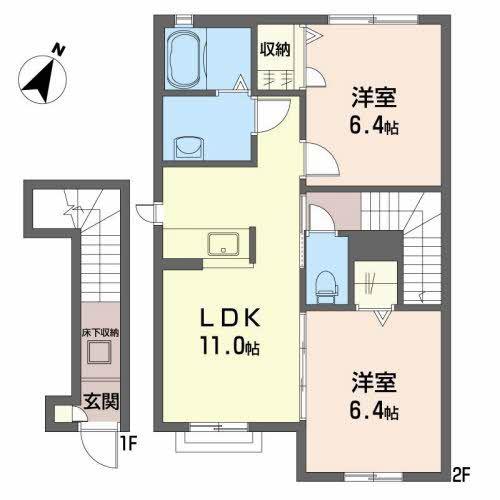 シャーメゾンサンアート(2LDK/2階)の間取り写真