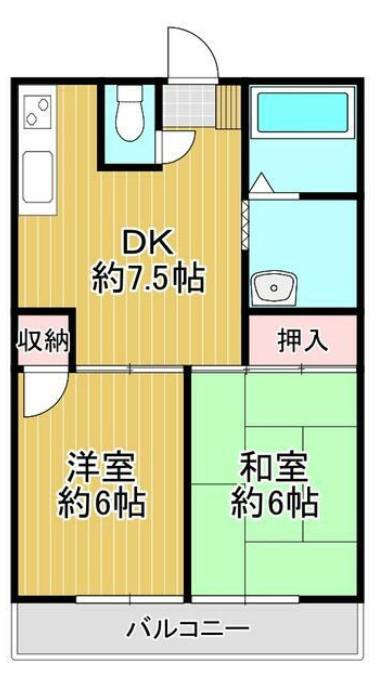 浄法寺三木ハイツ(2DK/1階)の間取り写真
