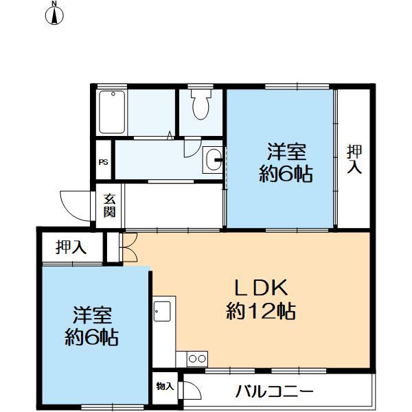 渦ヶ森コーポ10号館(2LDK/3階)の間取り写真