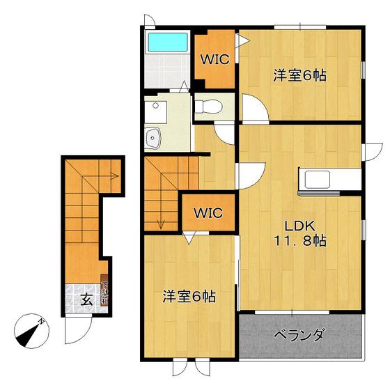 アンティーム(2LDK/2階)の間取り写真
