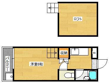 フラットエムズ(ワンルーム/2階)の間取り写真