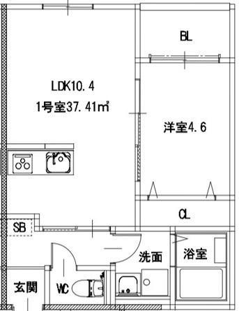 オルビスタ健軍(1LDK/3階)の間取り写真