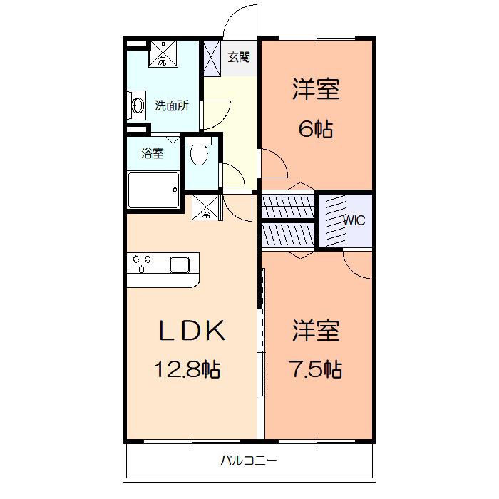サンライン45(2LDK/2階)の間取り写真