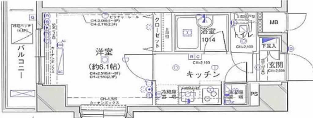 パレステュディオ飯田橋(1K/6階)の間取り写真
