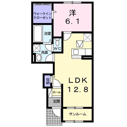 メゾンフクールI(1LDK/1階)の間取り写真