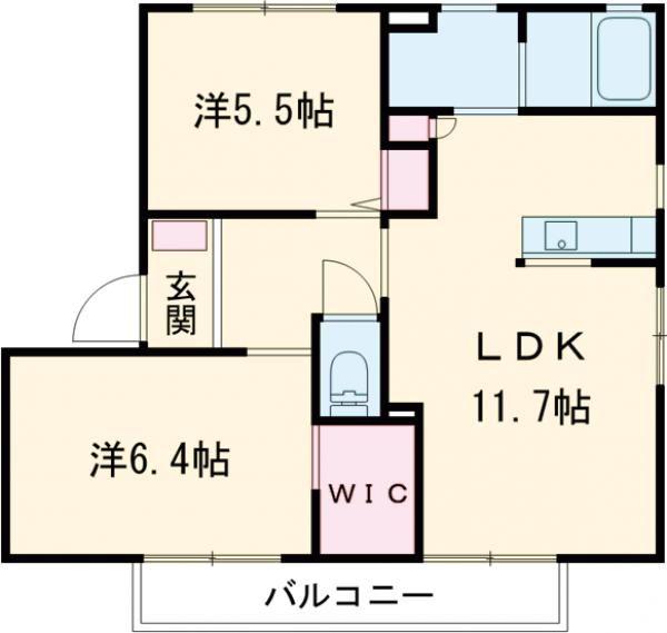 メゾン・シャルムM(2LDK/1階)の間取り写真