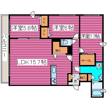 BLOOM(3LDK/2階)の間取り写真