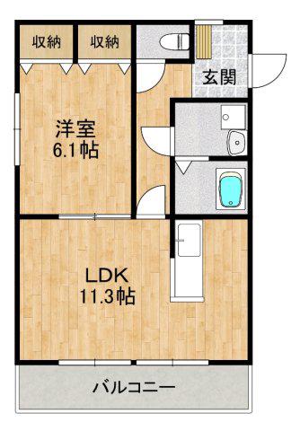 フレアハイム(1LDK/3階)の間取り写真